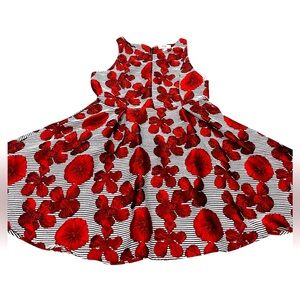 GB Girls size 16 Floral Red and White Dress with black stripes like new preloved